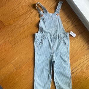 Old Navy Railroad stripe overalls onesie